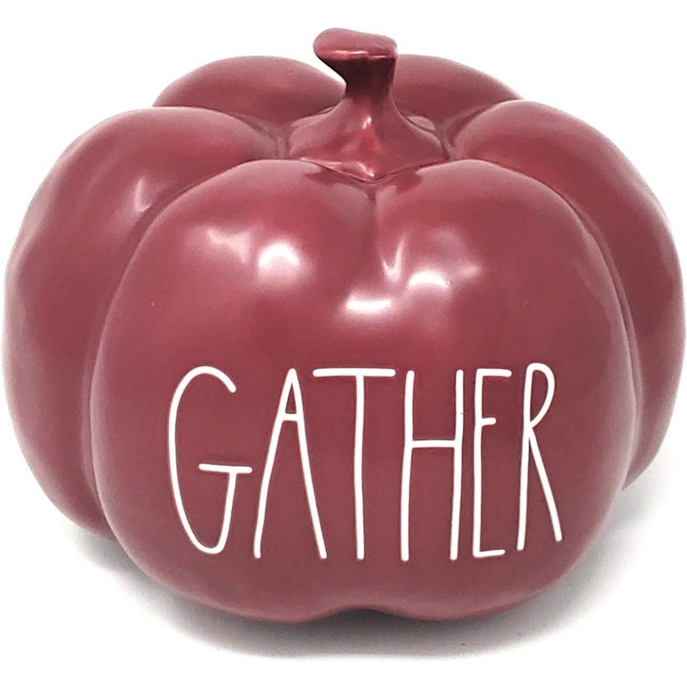 RAE DUNN CERAMIC GATHER PUMPKIN MAGENTA COLLECTION IN BURGUNDY NEW! - Picture 2 of 5